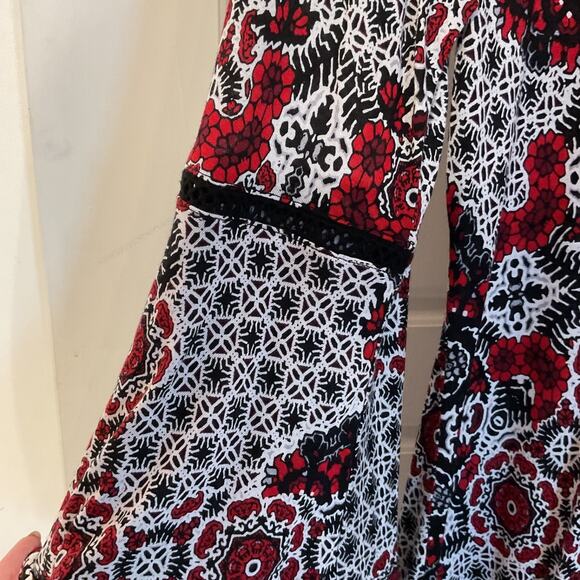 Westport 1962 Multicolor Long Sleeve Flutter Bell Sleeve Long Tunic Top L - Picture 3 of 8